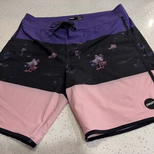 Oakley Black and Pink Swim Shorts